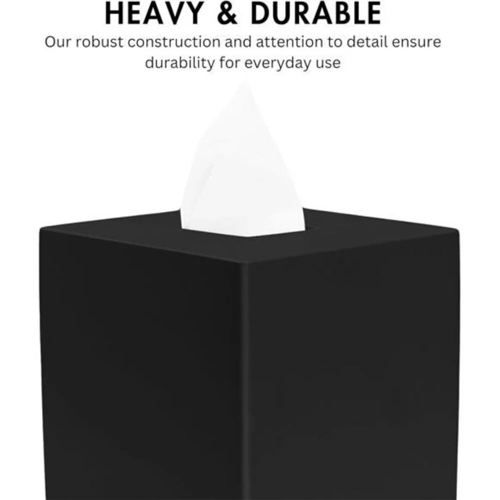 Matte black square tissue box cover decorative tissue holder for bathroom office